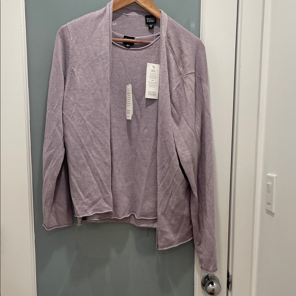 Eileen Fisher Lavender Knit Cardigan and tank set